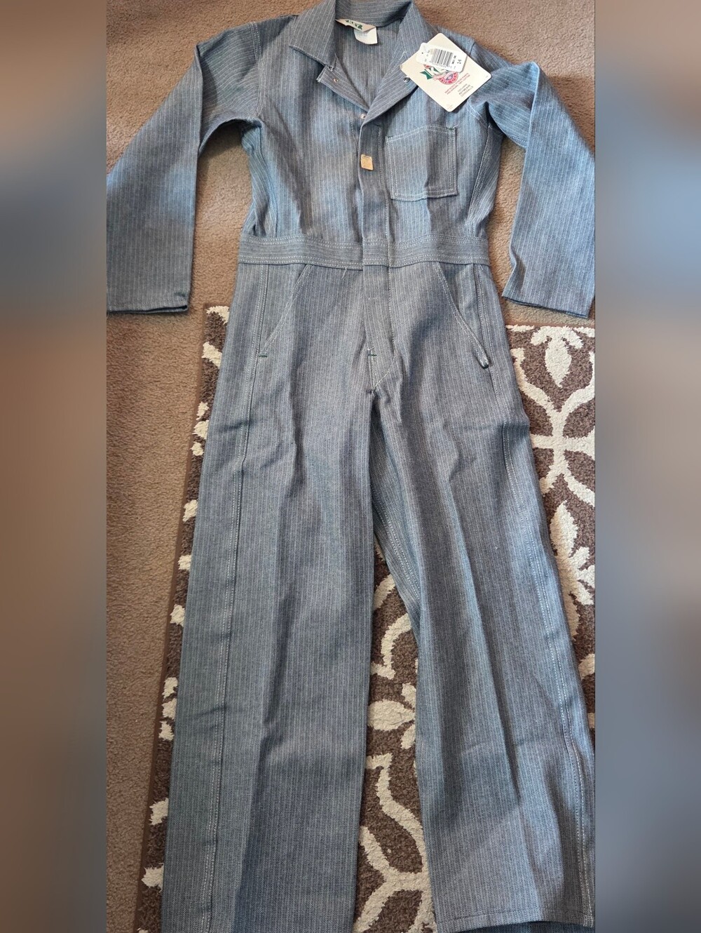 Vintage 80's Key Keyweave Denim Coveralls Herringomen's Gray Pinstripe Jumpsuit